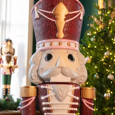 5ft Light Up Wood-Look Nutcracker Figure - Mulled Wine 1.5m