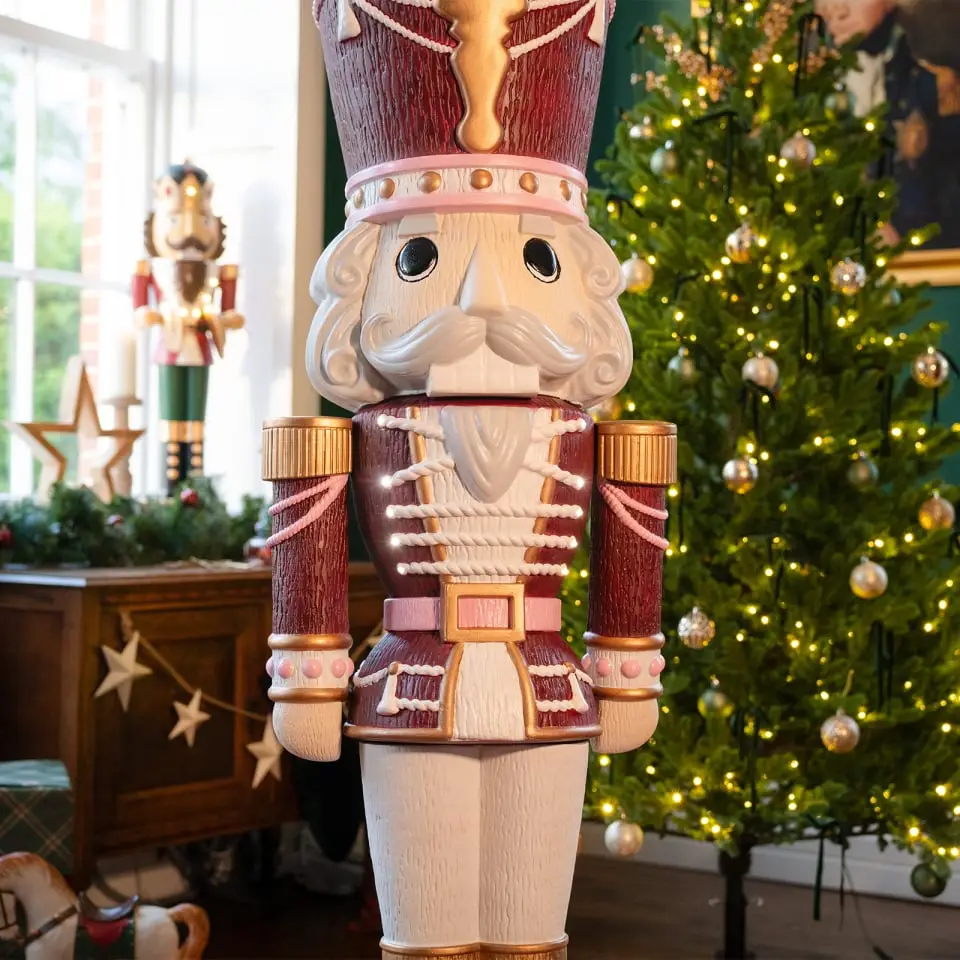 5ft Light Up Wood-Look Nutcracker Figure - Mulled Wine 1.5m