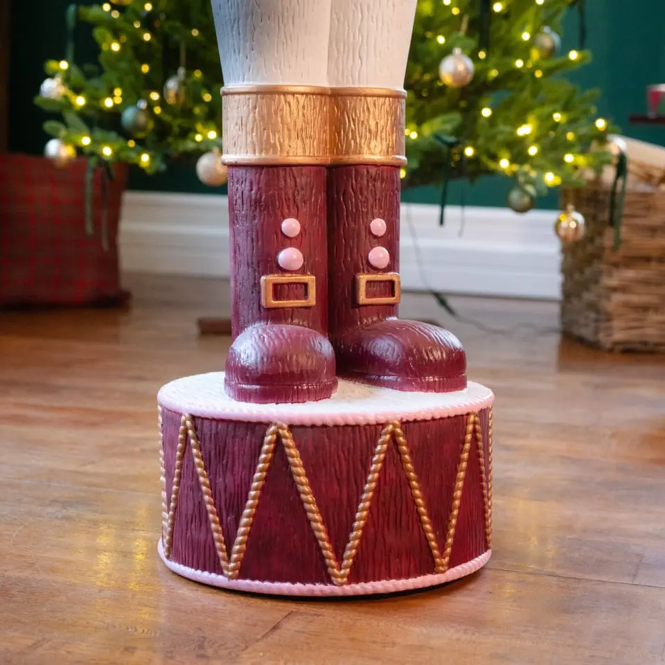 5ft Light Up Wood-Look Nutcracker Figure - Mulled Wine 1.5m