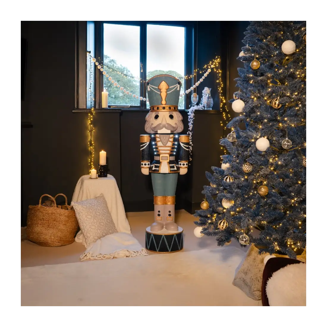 5ft Light Up Wood-Look Nutcracker Figure - Midnight Icicle 1.5m