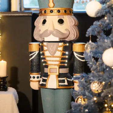5ft Light Up Wood-Look Nutcracker Figure - Midnight Icicle 1.5m