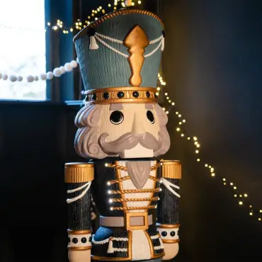 5ft Light Up Wood-Look Nutcracker Figure - Midnight Icicle 1.5m