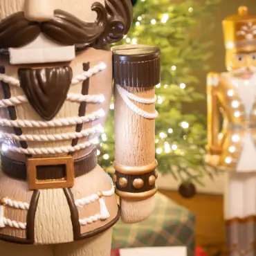 5ft Light Up Wood-Look Nutcracker Figure - Brandy Butter 1.5m