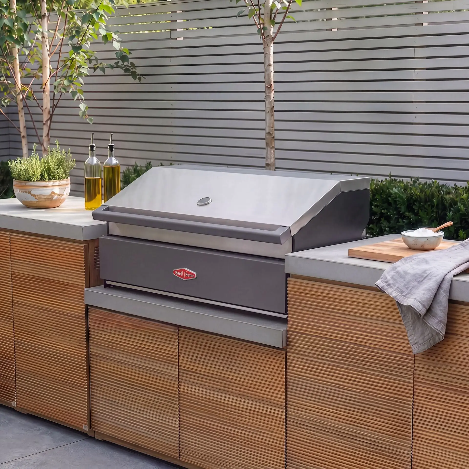 Bali Outdoor Kitchen Storage Units with Beefeater 1700 Series BBQ - Double Configuration