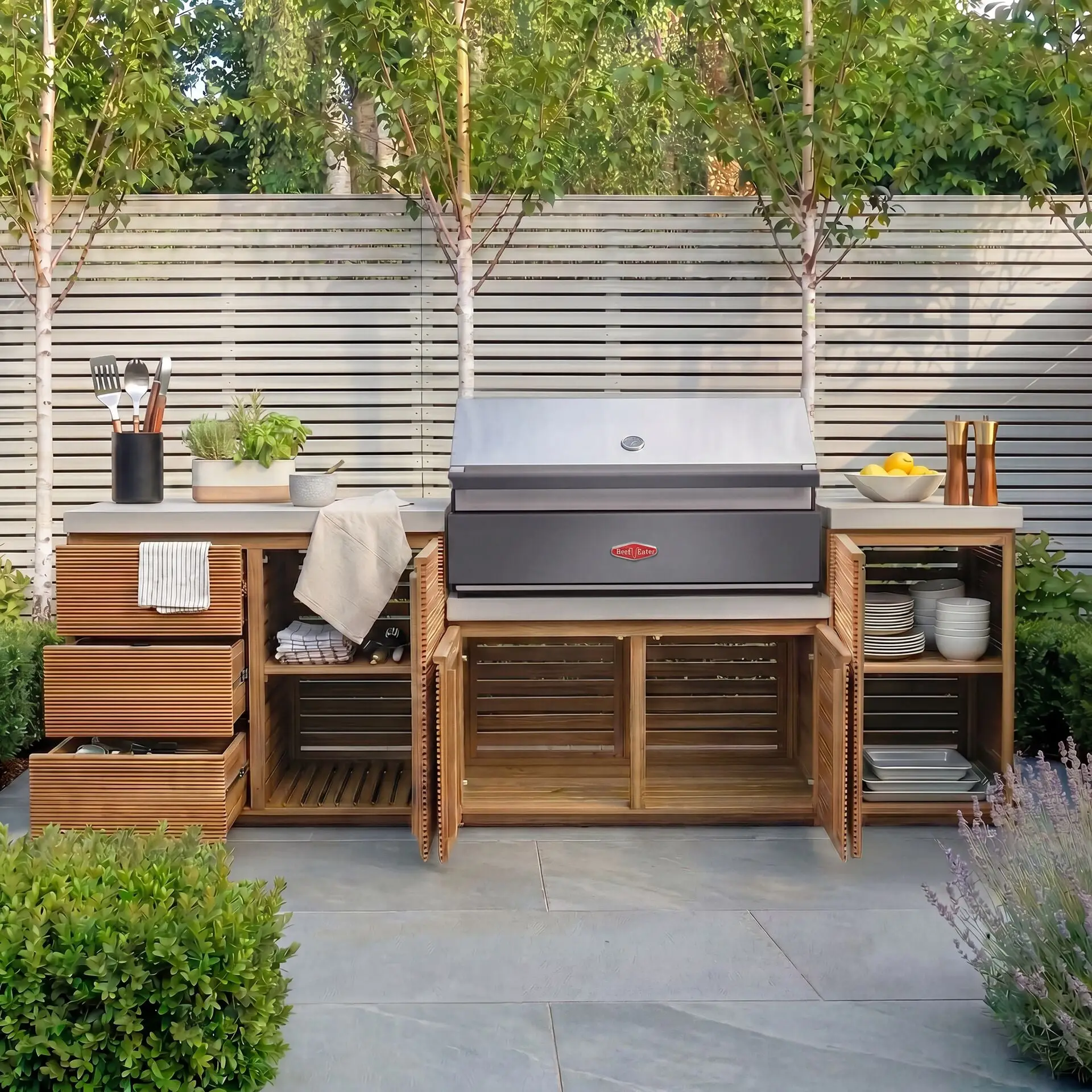 Bali Storage Units with Beefeater 1700 Series BBQ - Medium Configuration