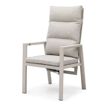 Sicily Teak 6 Seat Dining Set with Valencia Reclining Dining Chairs - Latte