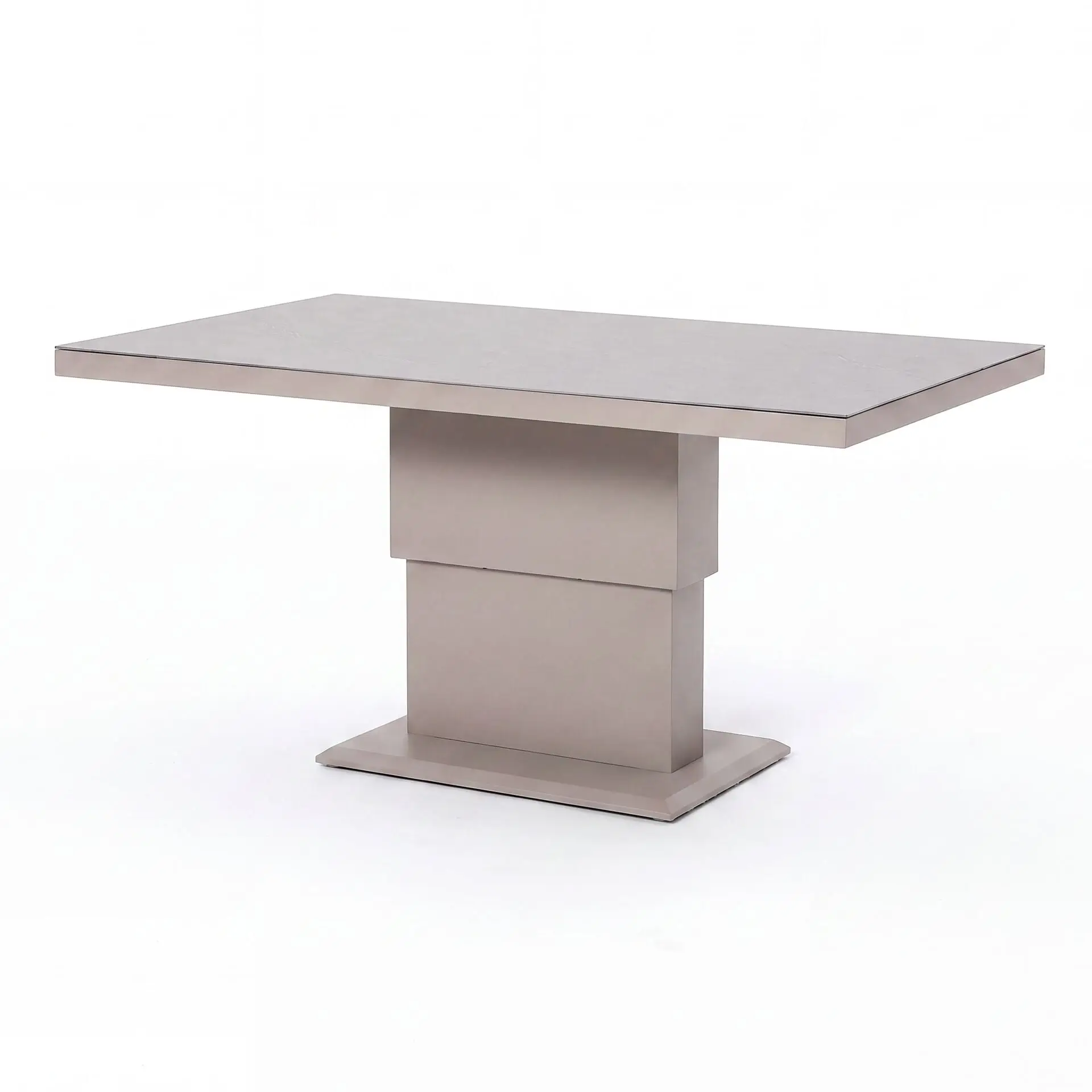 New York U-Shaped Aluminium Sofa Set with Ceramic Glass Rising Table - Latte