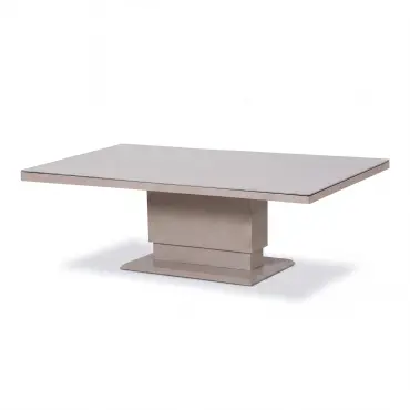 New York 3 Seat Sofa Aluminium Sofa Set with Ceramic Glass Rising Table - Latte