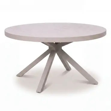 New York 6 Seat Round Aluminium Ceramic Glass Dining Set - Latte