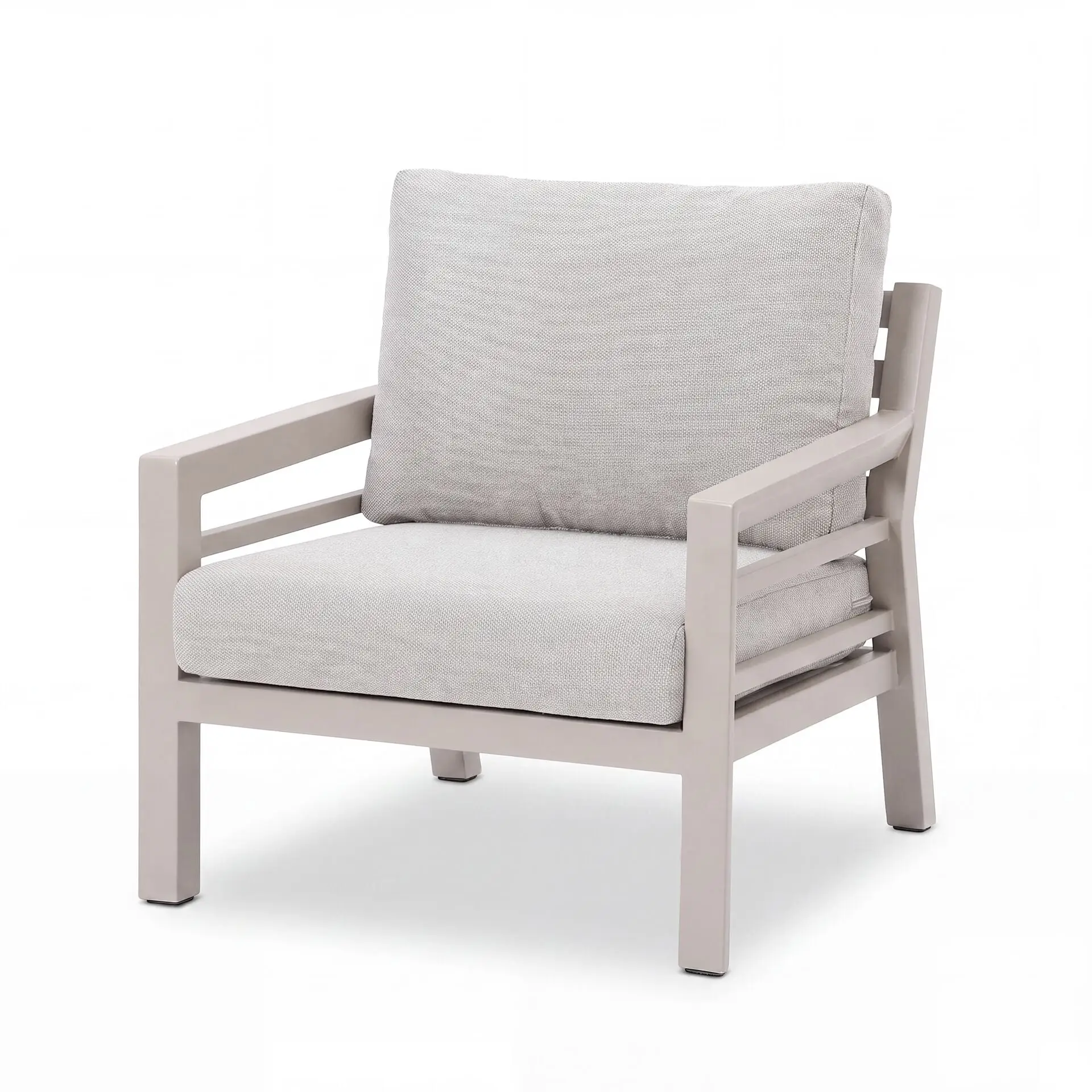 New York 3 Seat Aluminium Sofa Set with Ceramic Coffee Table - Latte