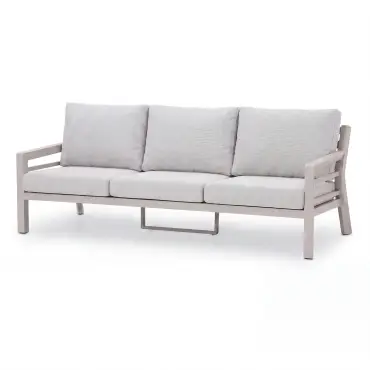 New York 3 Seat Aluminium Sofa Set with Ceramic Coffee Table - Latte