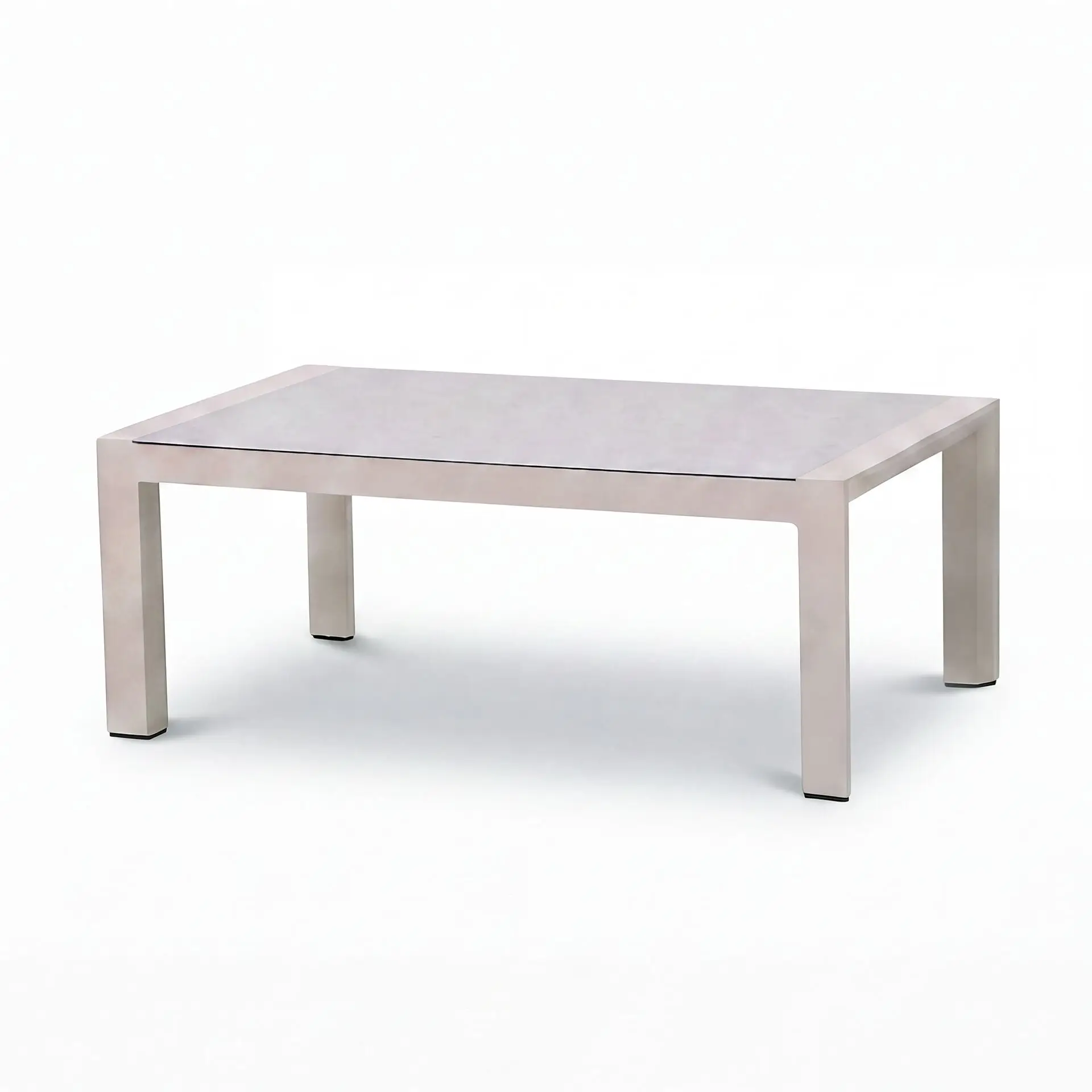 New York 3 Seat Aluminium Sofa Set with Ceramic Coffee Table - Latte
