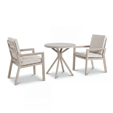 New York 3 Piece Aluminium Ceramic Glass Bistro Set - Latte