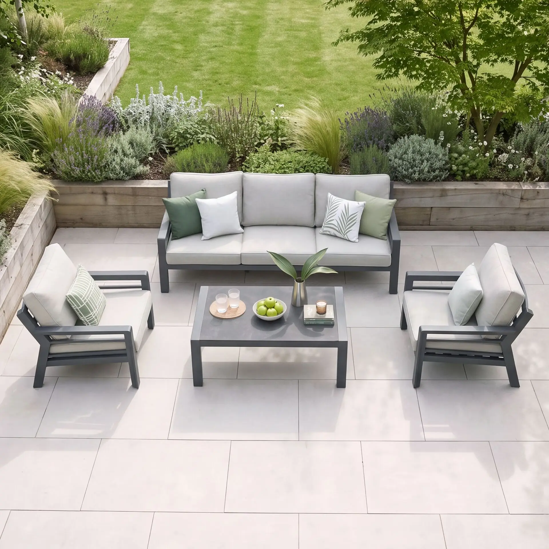 New York 3 Seat Aluminium Sofa Set