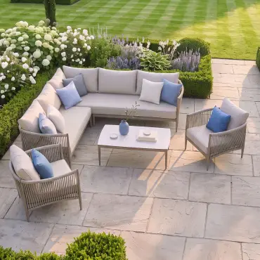 Havana Rope Weave Small Corner Sofa & 2 Armchairs