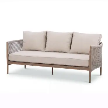 Havana Rope Weave 3 Seat Sofa Dining Set - Rising Table & Footstools
