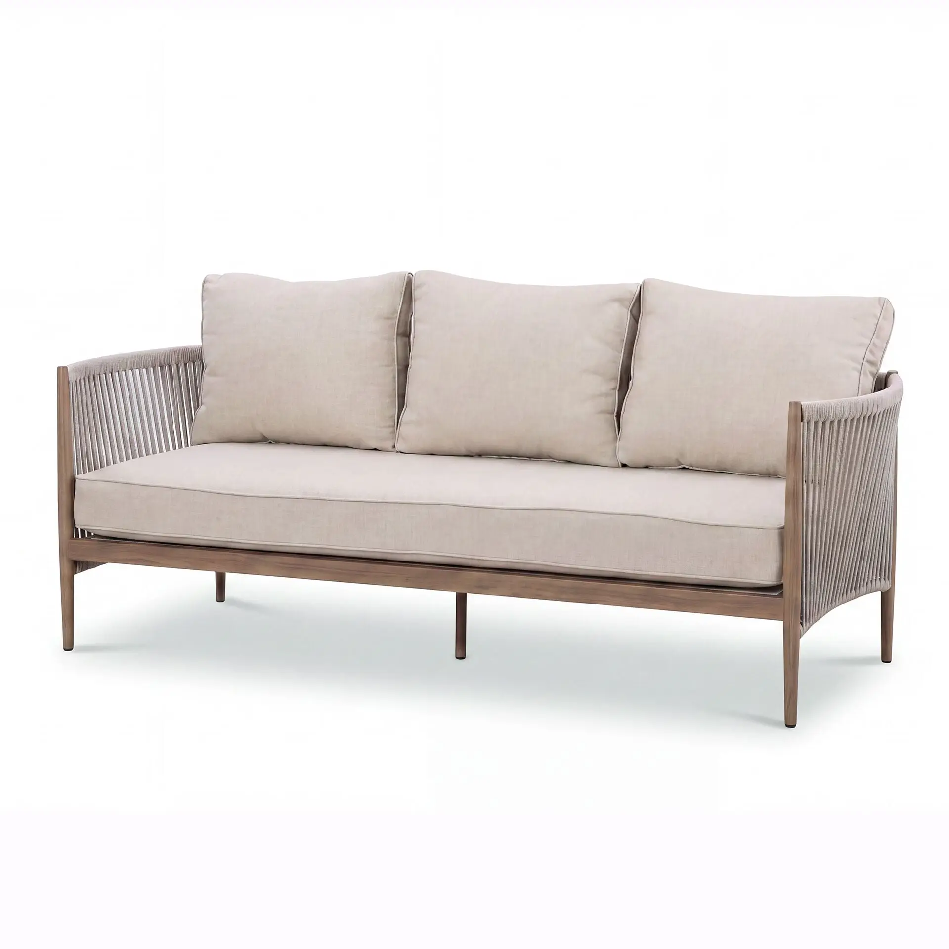 Havana Rope Weave 3 Seat Sofa Dining Set - Rising Table & Footstools