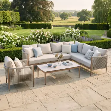 Havana Rope Weave Large Corner Sofa & Armchair