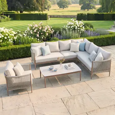 Havana Rope Weave Large Corner Sofa & Armchair