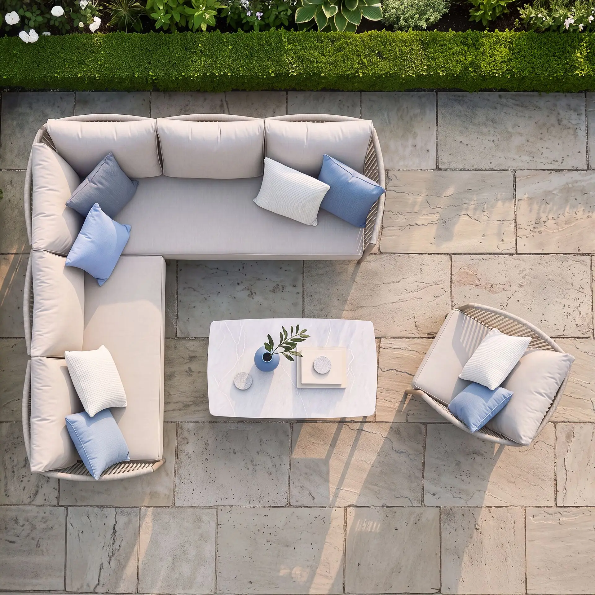 Havana Rope Weave Small Corner Sofa & Armchair