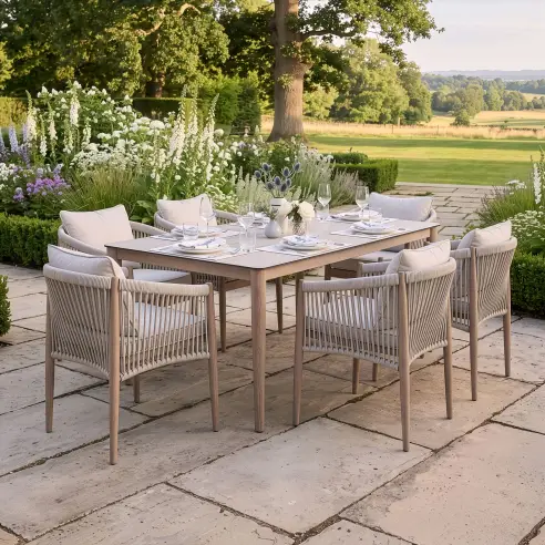 Havana Rope Weave 6 Rectangular Dining Set