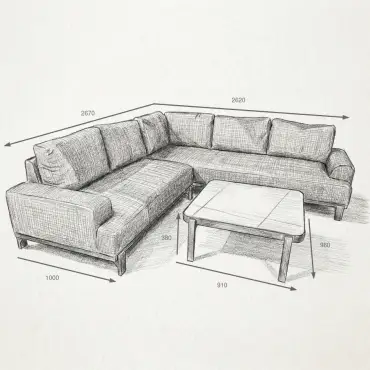 NOVA Aire Corner Sofa Lounging Set - Square Coffee Table