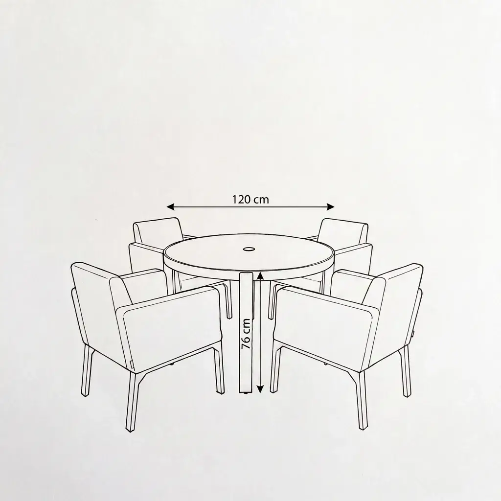 NOVA Aire 4 Seat Round Dining Set - 1.2m Table