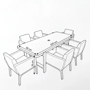 NOVA Aire 6 Seat Dining Set - 2.2*0.9m Rectangular Table