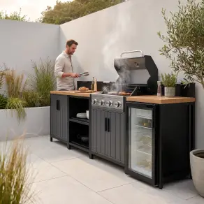 NOVA Parrilla 4 Burner Gas BBQ - Double Cupboard Modular Outdoor Kitchen