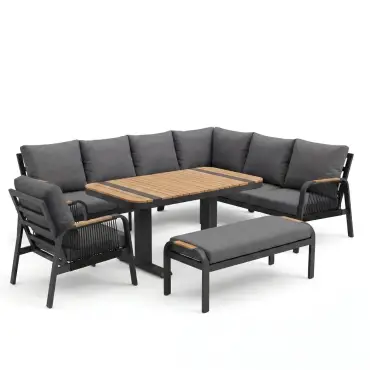 NOVA Harvey Corner Sofa Lounge Dining Set - Rectangular Rising Table (Plus)