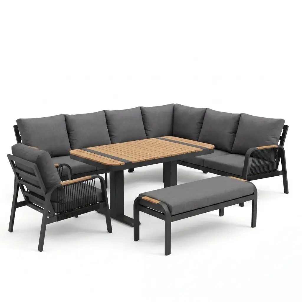 NOVA Harvey Corner Sofa Lounge Dining Set - Rectangular Rising Table (Plus)