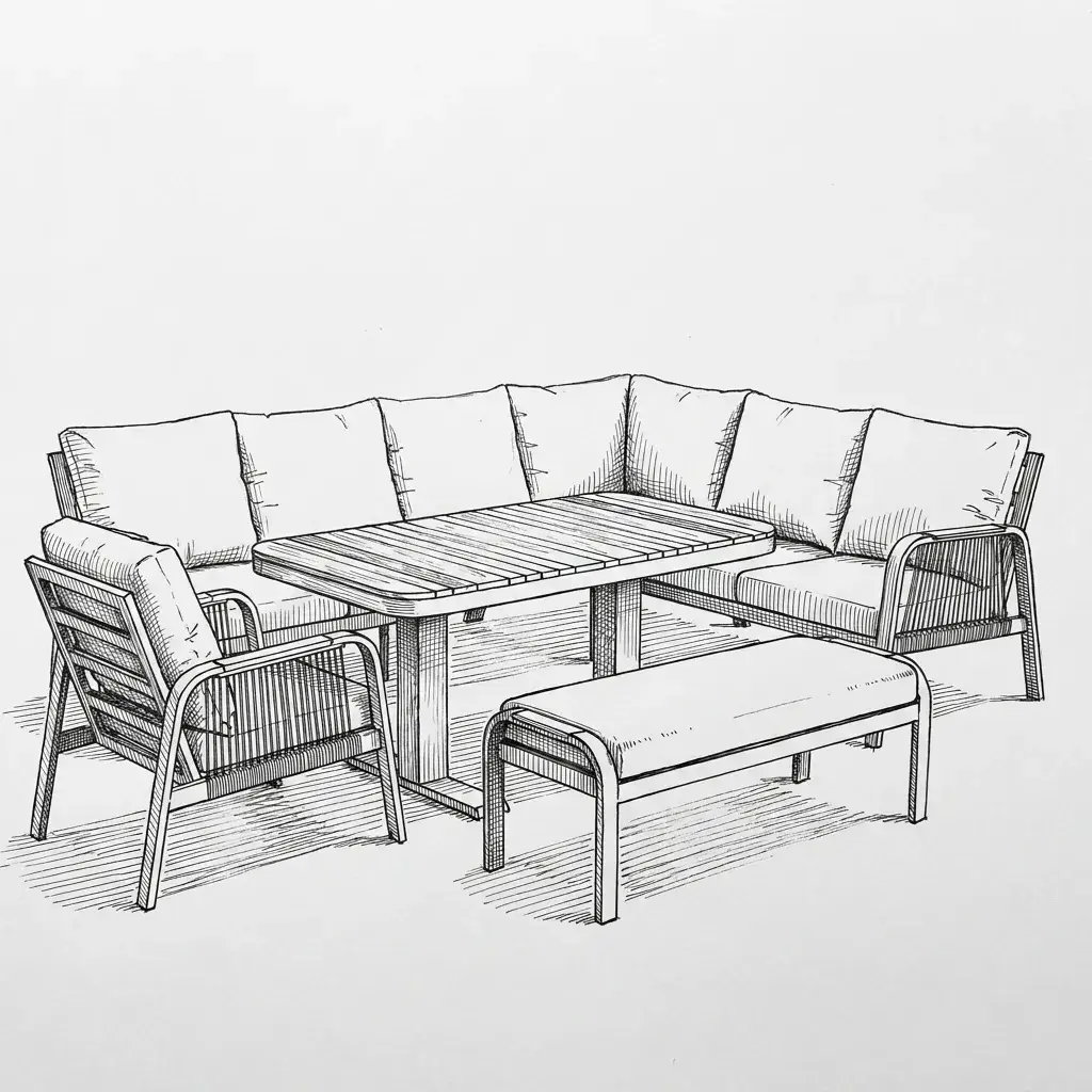 NOVA Harvey Corner Sofa Lounge Dining Set - Rectangular Rising Table (Plus)