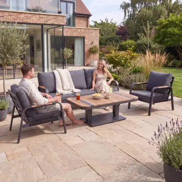 NOVA Harvey 3 Seater Sofa Lounge Dining Set - Rectangular Rising Table