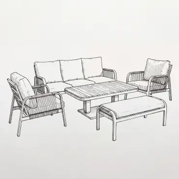 NOVA Harvey 3 Seater Sofa Lounge Dining Set - Rectangular Rising Table (Plus)