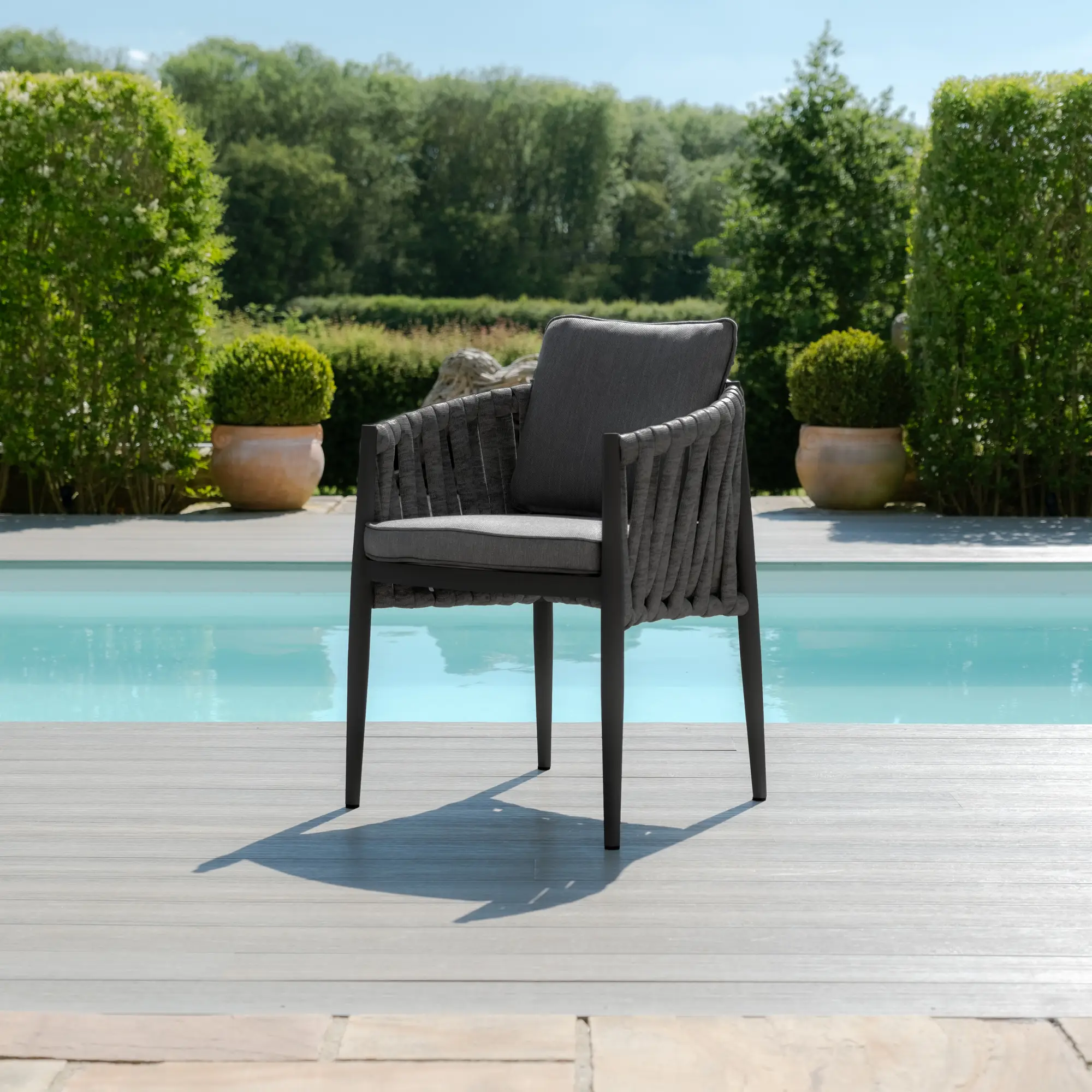 Milan Rope Weave 8 Seat Rectangular Dining Set - Charcoal