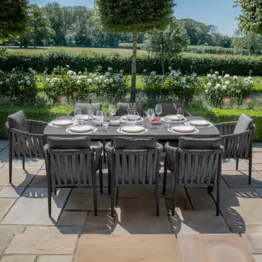 Milan Rope Weave 8 Seat Rectangular Dining Set - Charcoal