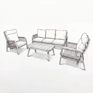 NOVA Harvey 3 Seater Sofa Reclining Lounging Set - Rectangular Coffee Table