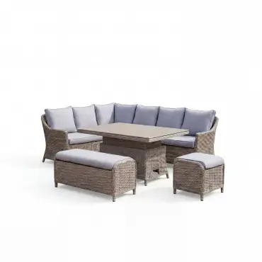 NOVA Ivy Left Hand Corner Sofa Lounge Dining Set - Rectangular Rise & Fall Table