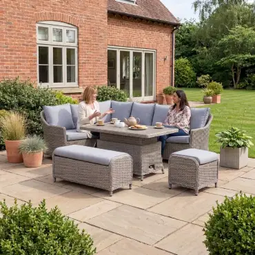 NOVA Ivy Right Hand Corner Sofa Lounge Dining Set - Rectangular Rise & Fall Table