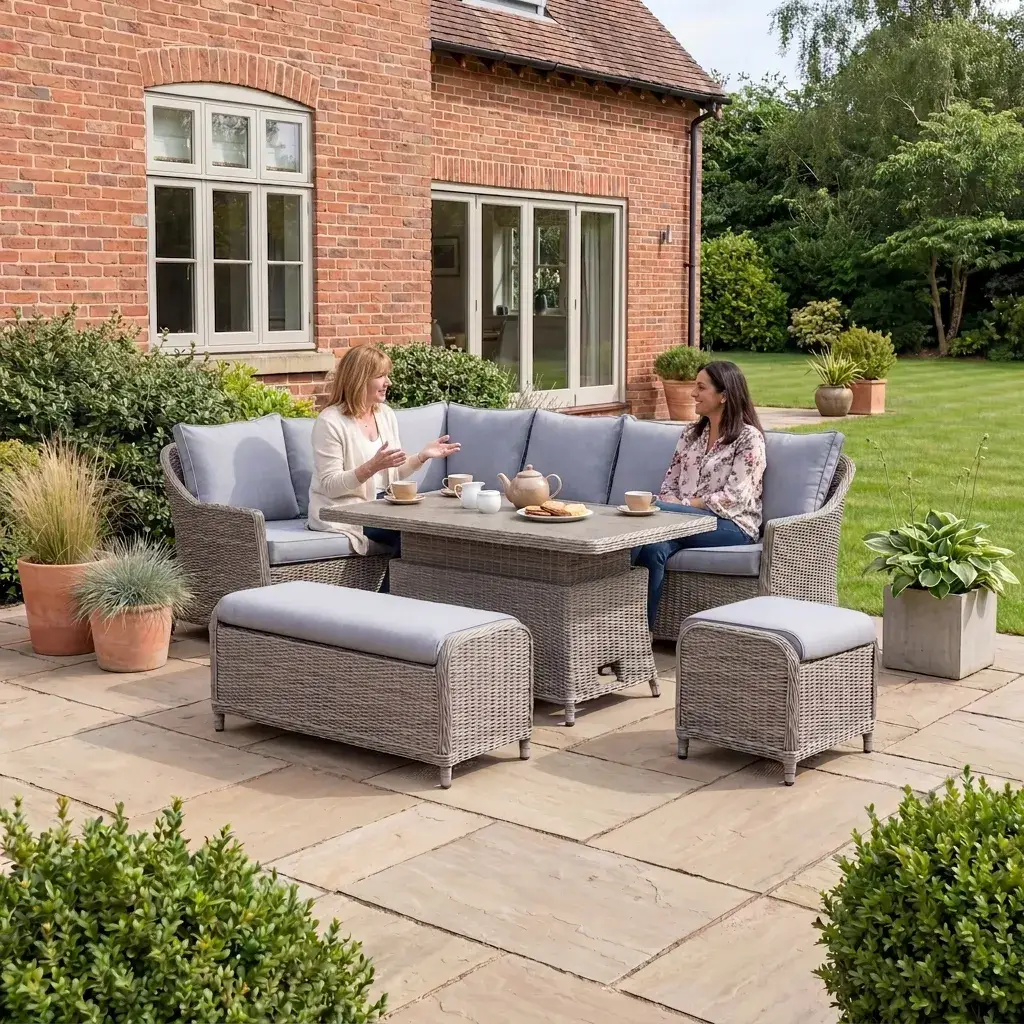 NOVA Ivy Right Hand Corner Sofa Lounge Dining Set - Rectangular Rise & Fall Table
