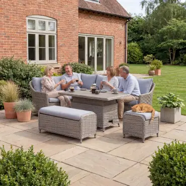 NOVA Ivy Right Hand Corner Sofa Lounge Dining Set - Rectangular Rise & Fall Table