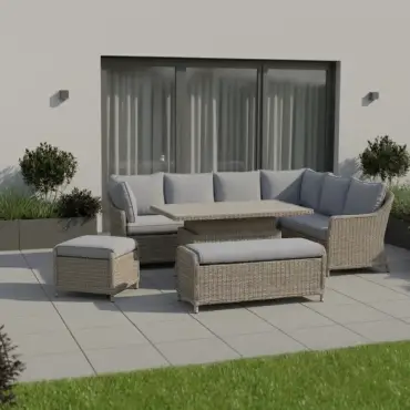 NOVA Ivy Right Hand Corner Sofa Lounge Dining Set - Rectangular Rise & Fall Table