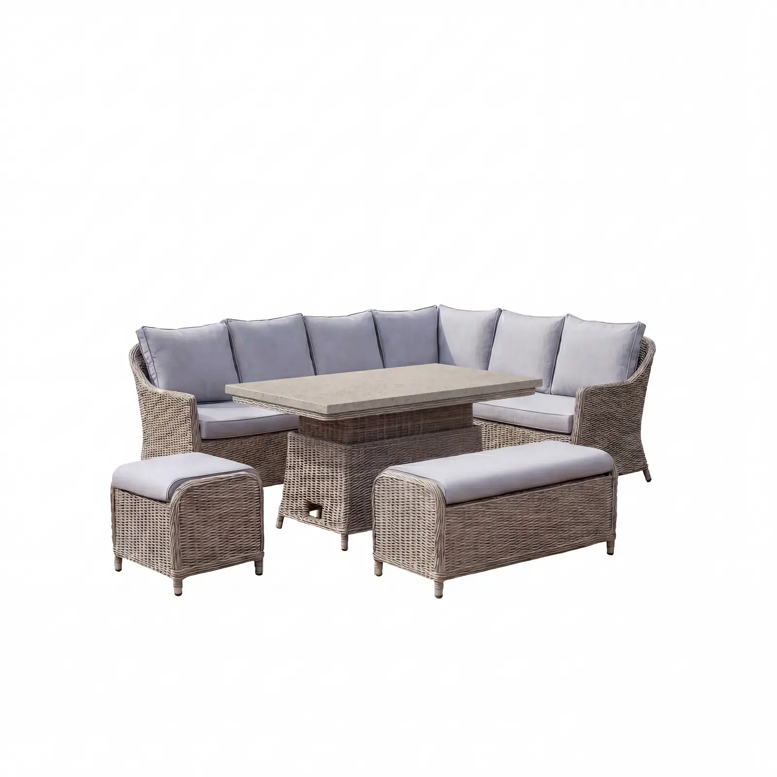 NOVA Ivy Right Hand Corner Sofa Lounge Dining Set - Rectangular Rise & Fall Table