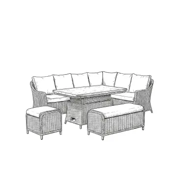 NOVA Ivy Right Hand Corner Sofa Lounge Dining Set - Rectangular Rise & Fall Table