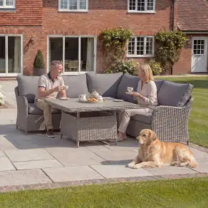 NOVA Ivy Corner Sofa Lounge Dining Set - Square Rise & Fall Table