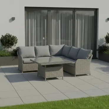 NOVA Ivy Corner Sofa Lounge Dining Set - Square Rise & Fall Table