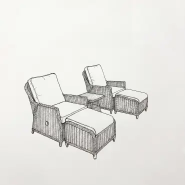 NOVA Ivy 5pc Reclining Lounging Set - Square Side Table
