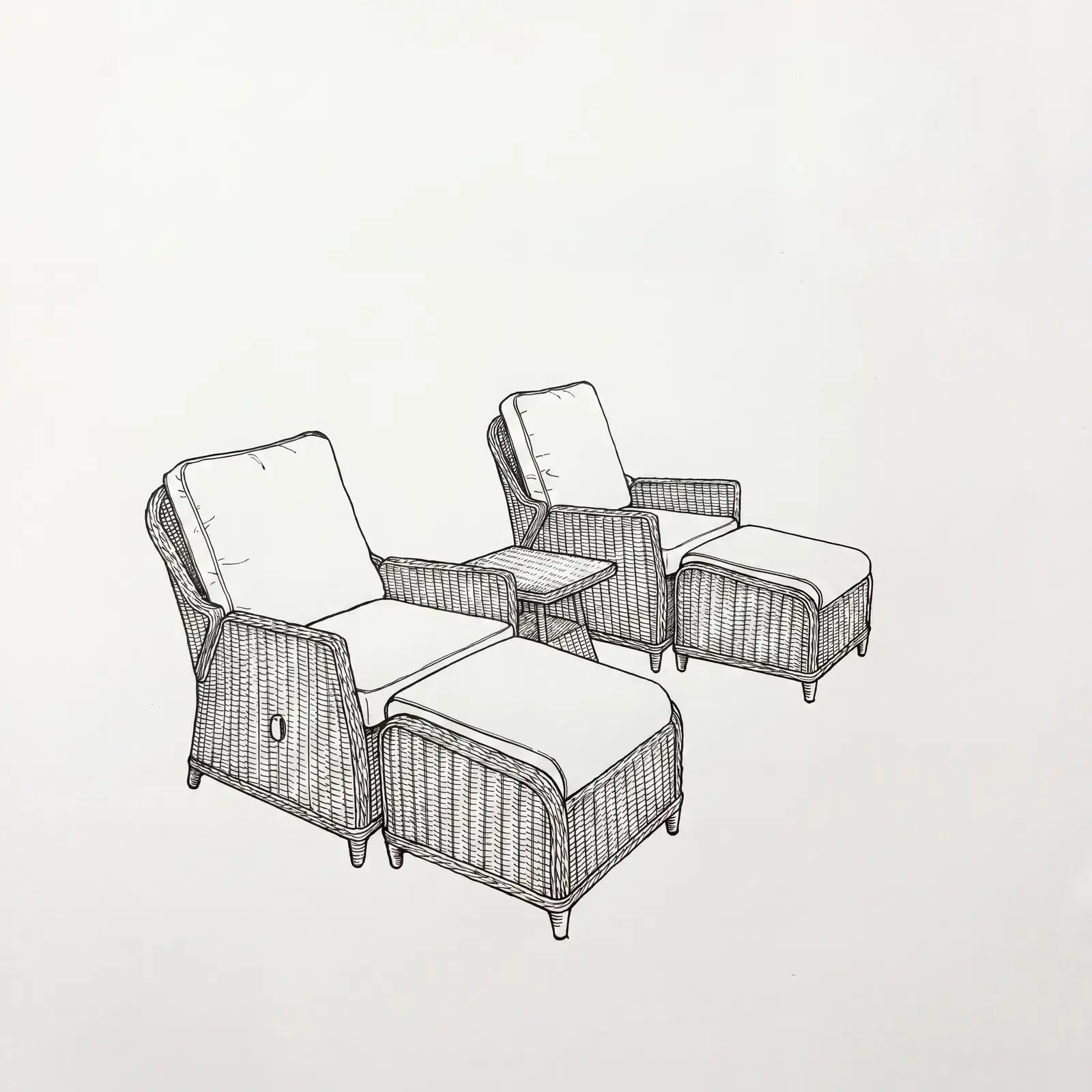 NOVA Ivy 5pc Reclining Lounging Set - Square Side Table