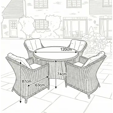NOVA Ivy 4 Seat Dining Set - 1.2m Round Table (Ceramic Glass)