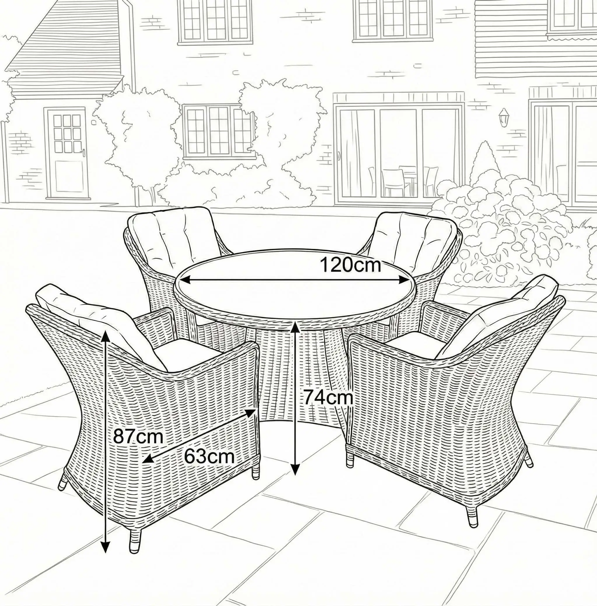 NOVA Ivy 4 Seat Dining Set - 1.2m Round Table (Ceramic Glass)